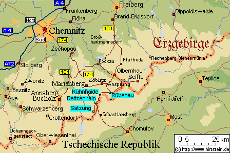 Anreise nach Satzung im Erzgebirge